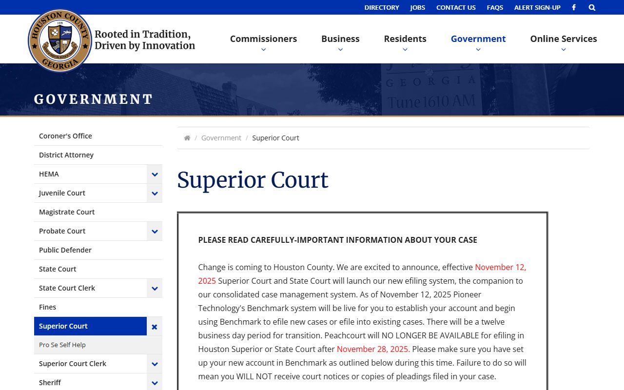 Houston County Superior Court Clerk records Superior Court judges