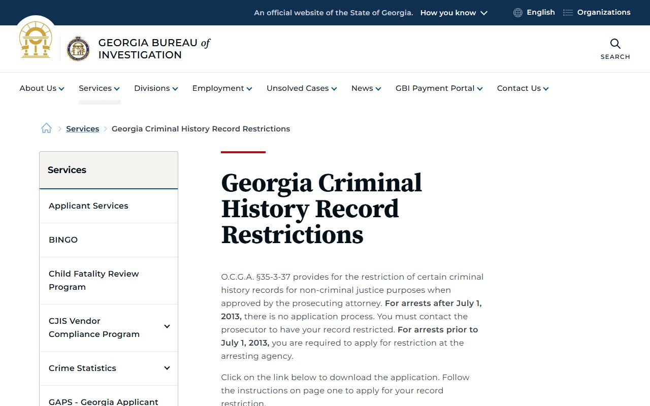 Houston County criminal court records Georgia Bureau of Investigation restriction guidance