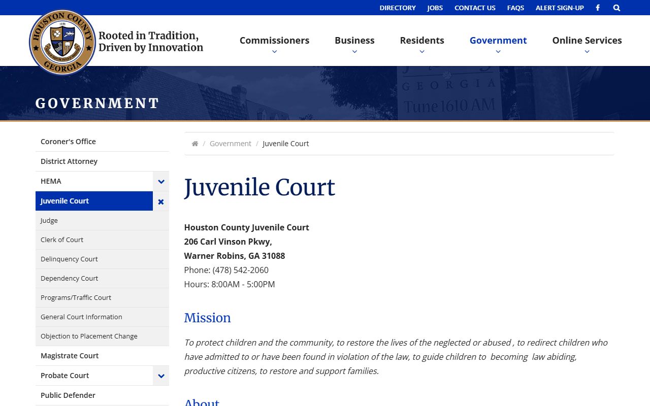 Houston County Superior Court records Juvenile Court page