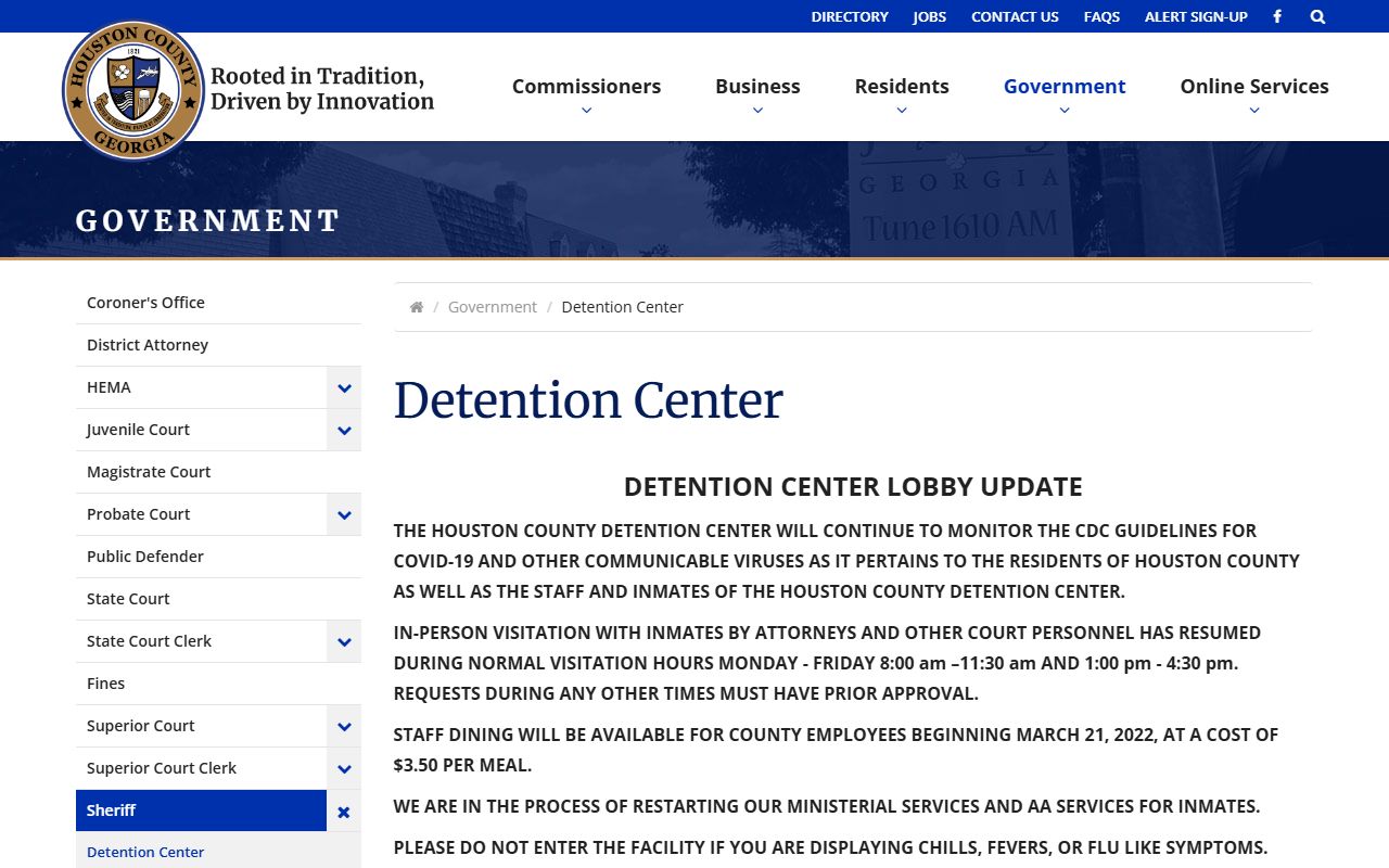 Houston County inmate records detention center information