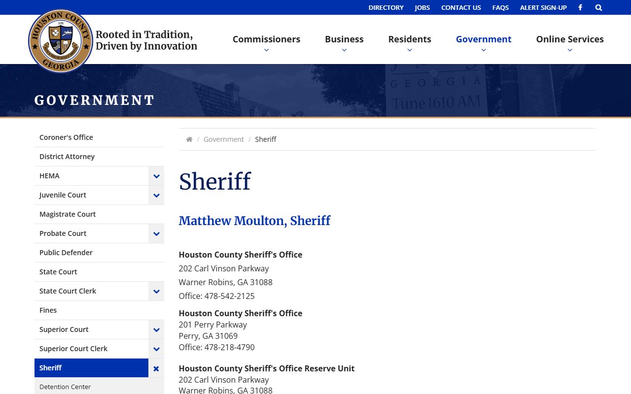 Houston County inmate records sheriff office division contacts