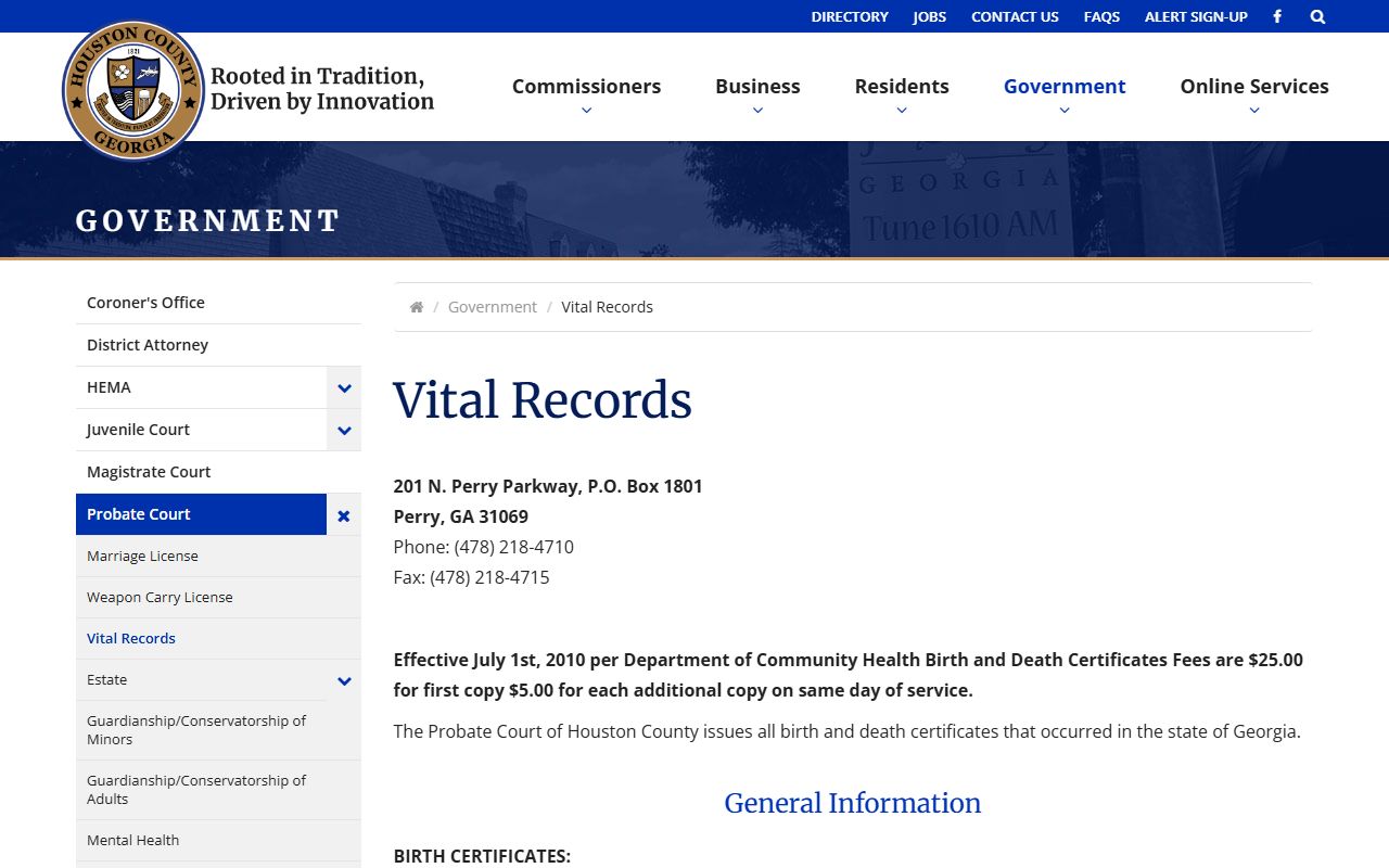 Houston County marriage records vital records office