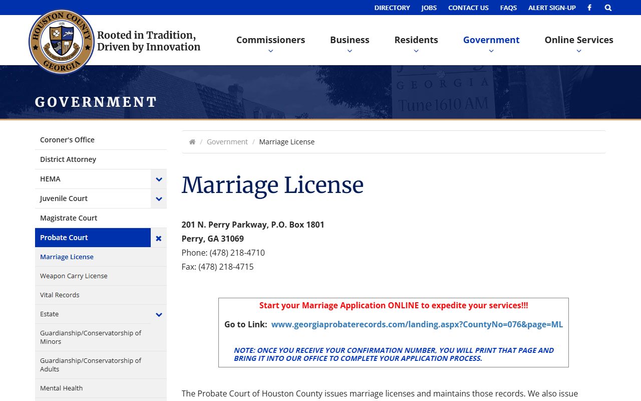 Houston County marriage records license instructions
