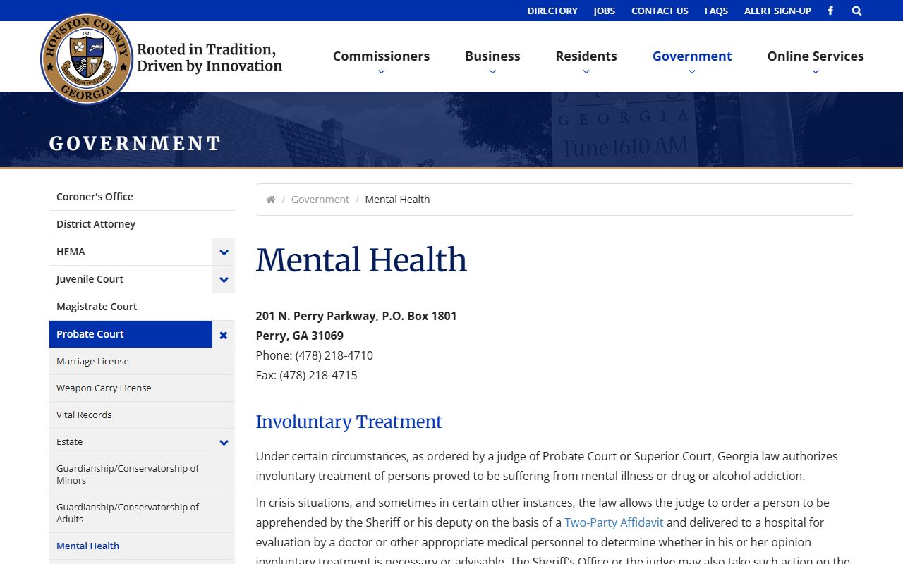 Houston County probate records mental health proceedings